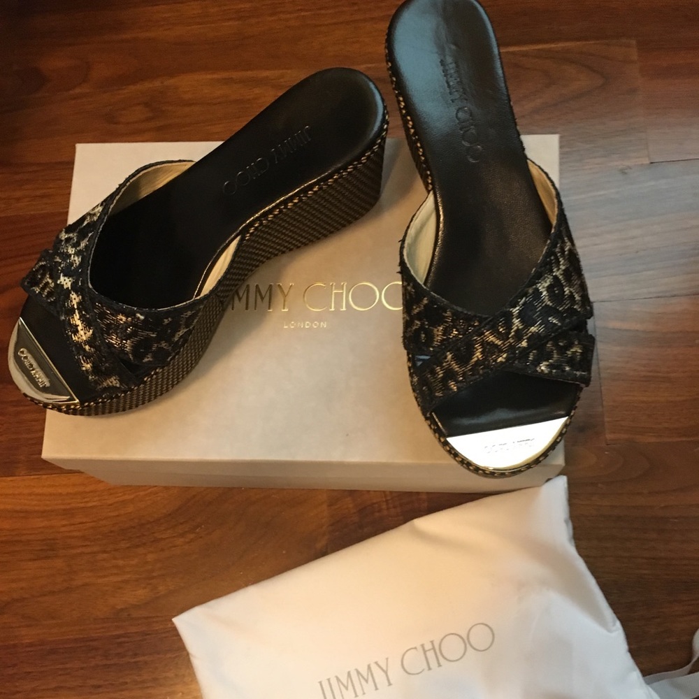 Jimmy Choo 151 Prima Raffia Leopard print platform